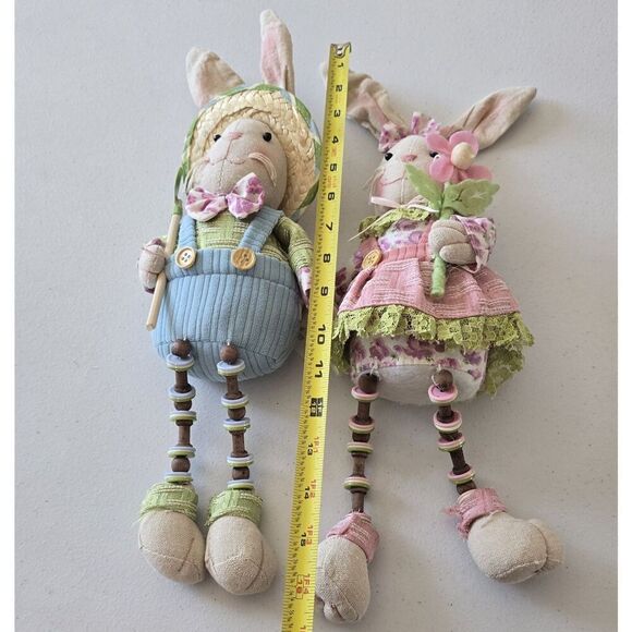 Pier 1 Mr & Mrs Peter Cottontail Easter Bunny Rabbit Shelf Sitter Plush Pier One - Picture 8 of 10